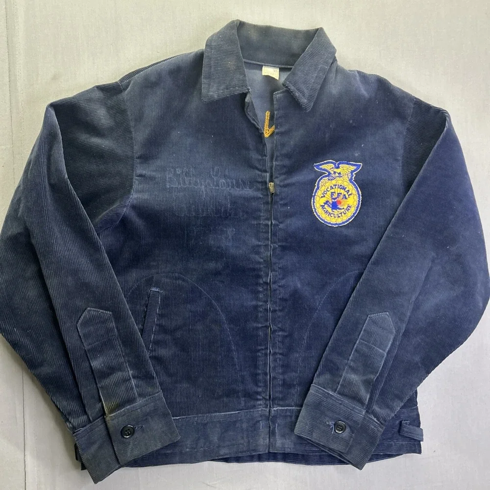 True VTG 60s 70s FFA Jacket Mens M (40) Kansas Powhattan Corduroy Talon Zip USA